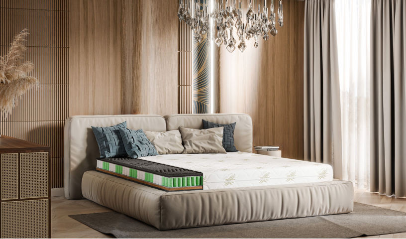 Materac sprężynowy dwustronny z pokrowcem koniec z bólem kręgosłupa. funkcja masażu Premium Black 90x200 120x200 140x200 160x200