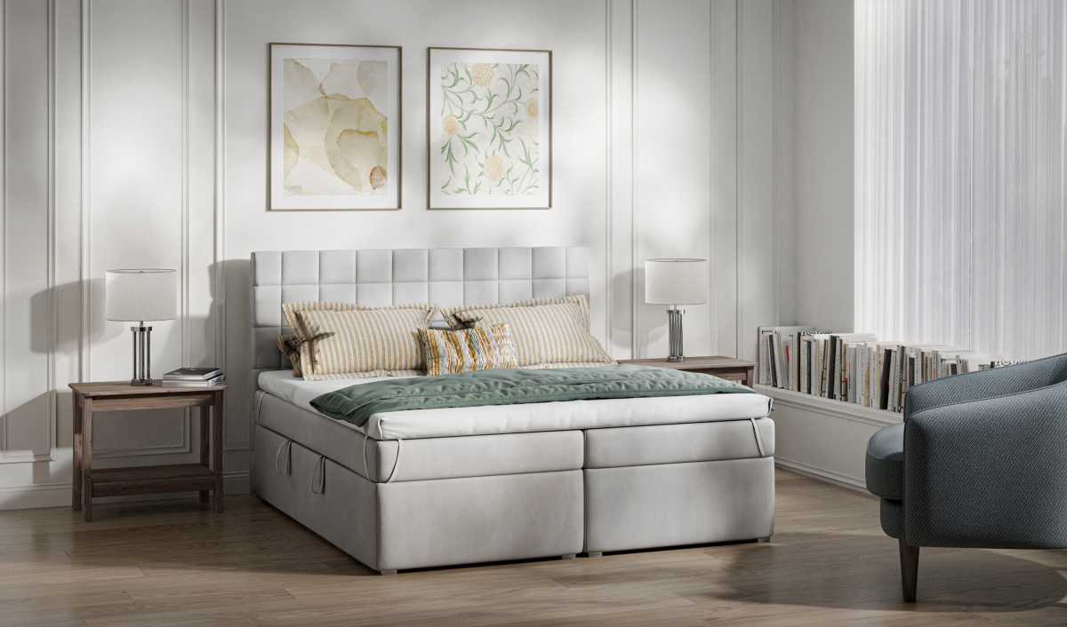 Łóżko kontynentalne tapicerowane do sypialni 140/200, 160/200, 180/200