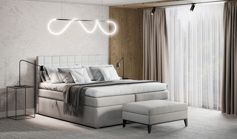 Łóżko kontynentalne tapicerowane do sypialni 140/200, 160/200, 180/200