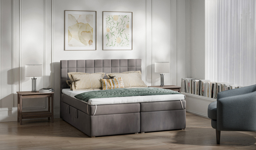 Łóżko kontynentalne tapicerowane do sypialni 140/200, 160/200, 180/200