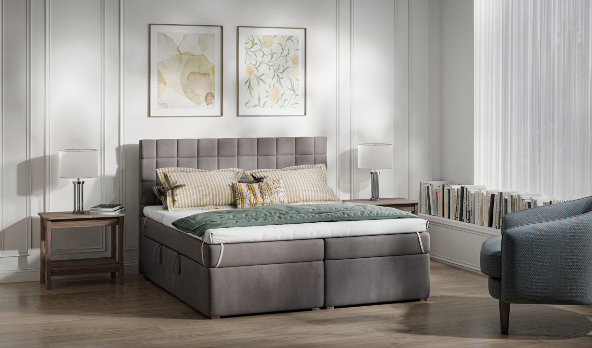 Łóżko kontynentalne tapicerowane do sypialni 140/200, 160/200, 180/200