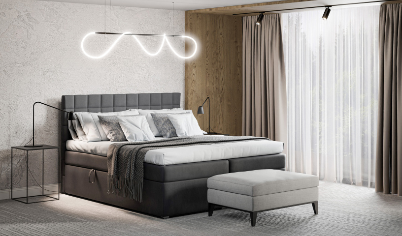 Łóżko kontynentalne tapicerowane do sypialni 140/200, 160/200, 180/200