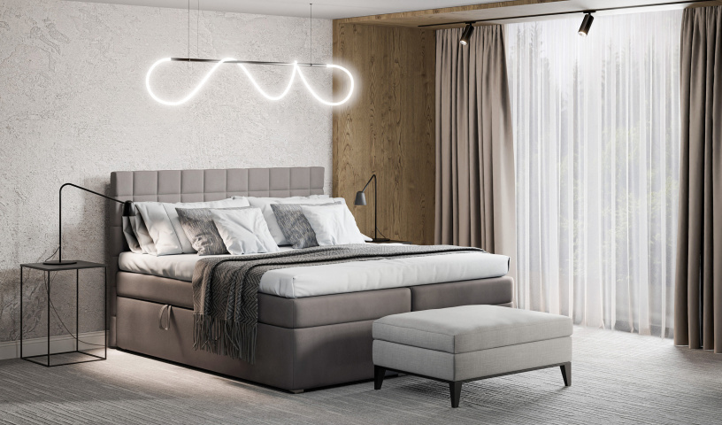 Łóżko kontynentalne tapicerowane do sypialni 140/200, 160/200, 180/200