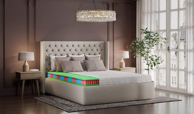 Materac sprężynowy z pokrowcem na ból pleców 21cm. Pianka premium masująca 80x200, 90x200, 120x200, 140x200, 160x200, 180x200