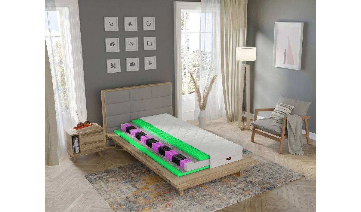 Vinotti materac masujący kieszeniowy sprężynowy 15 cm wygodny z pokrowcem H3, dostępny w rozmiarach 80x200 90x200 120x200 140x20