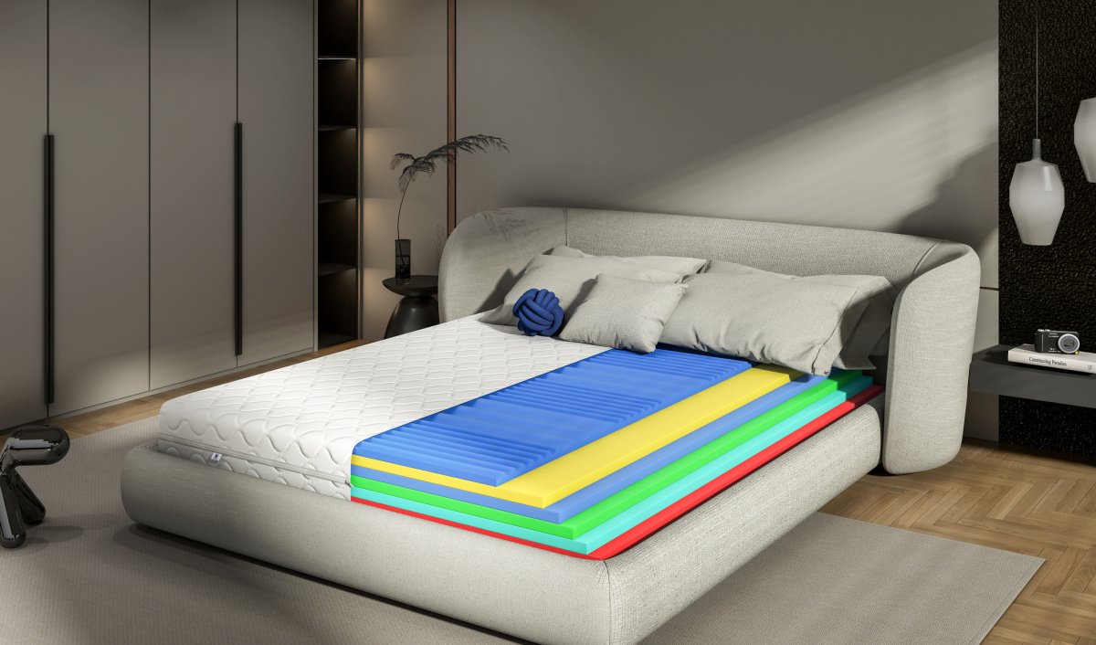 Materac piankowy masujący Eco Complex z pikowanym pokrowcem antyalergiczny